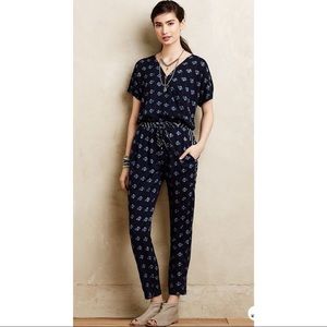Anthropologie Blue Ikat Jumpsuit
